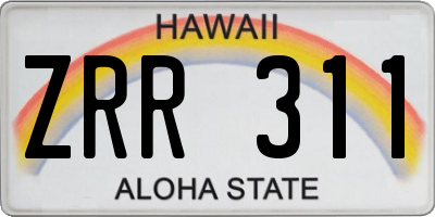 HI license plate ZRR311