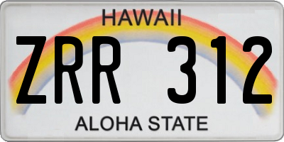 HI license plate ZRR312