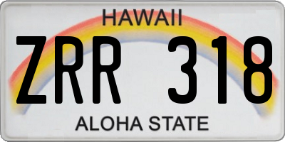 HI license plate ZRR318