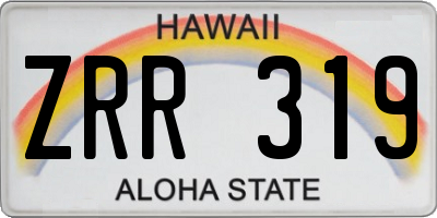 HI license plate ZRR319