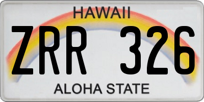 HI license plate ZRR326