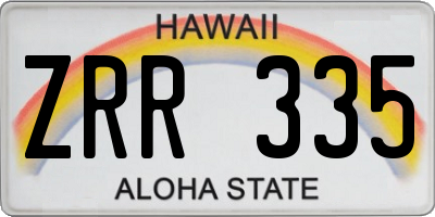 HI license plate ZRR335