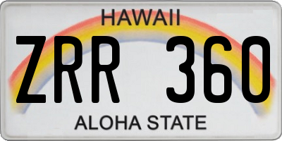 HI license plate ZRR360