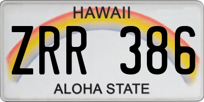 HI license plate ZRR386