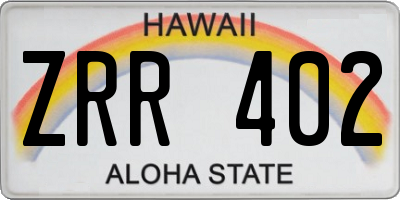 HI license plate ZRR402