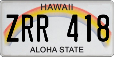 HI license plate ZRR418