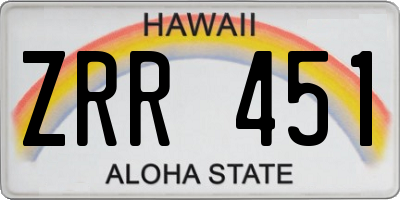 HI license plate ZRR451