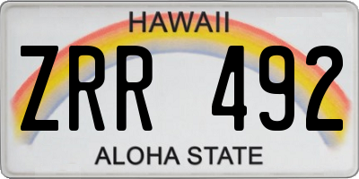 HI license plate ZRR492
