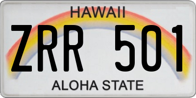 HI license plate ZRR501