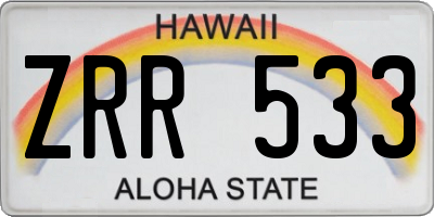 HI license plate ZRR533