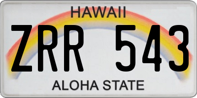 HI license plate ZRR543