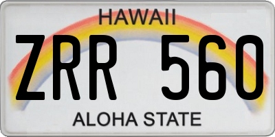 HI license plate ZRR560