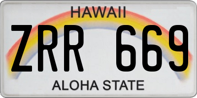 HI license plate ZRR669