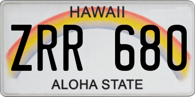 HI license plate ZRR680