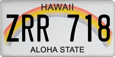 HI license plate ZRR718