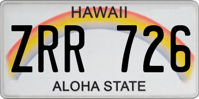 HI license plate ZRR726