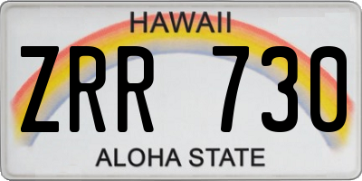 HI license plate ZRR730