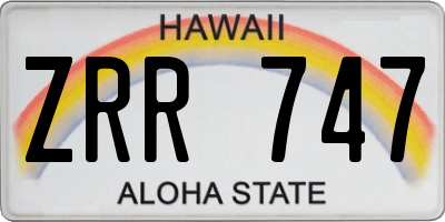 HI license plate ZRR747
