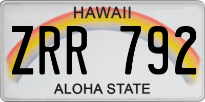 HI license plate ZRR792