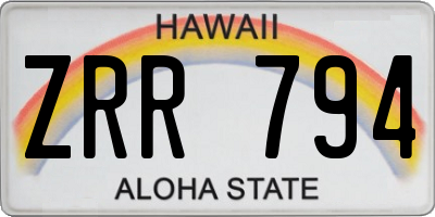 HI license plate ZRR794