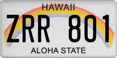 HI license plate ZRR801