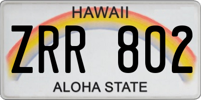 HI license plate ZRR802