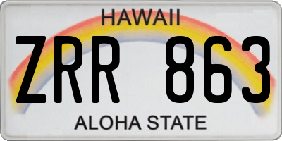 HI license plate ZRR863