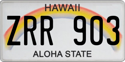 HI license plate ZRR903