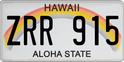 HI license plate ZRR915