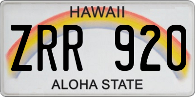 HI license plate ZRR920