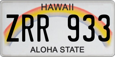HI license plate ZRR933