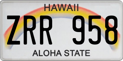HI license plate ZRR958