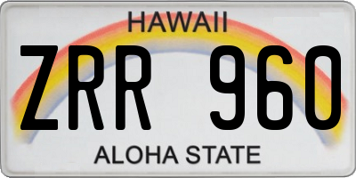 HI license plate ZRR960