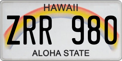 HI license plate ZRR980