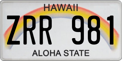 HI license plate ZRR981