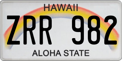 HI license plate ZRR982