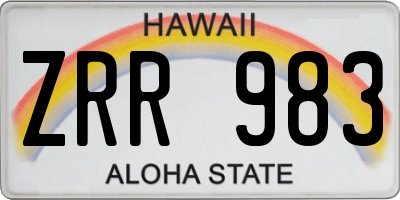 HI license plate ZRR983