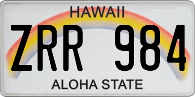 HI license plate ZRR984