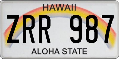 HI license plate ZRR987
