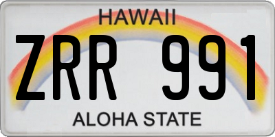 HI license plate ZRR991