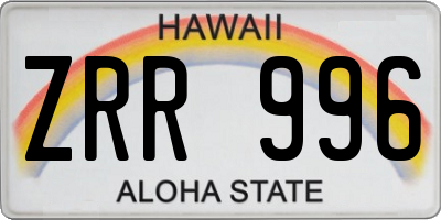 HI license plate ZRR996