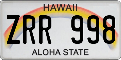 HI license plate ZRR998