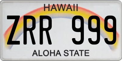 HI license plate ZRR999