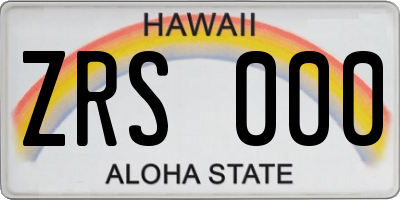 HI license plate ZRS000