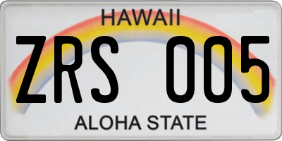 HI license plate ZRS005