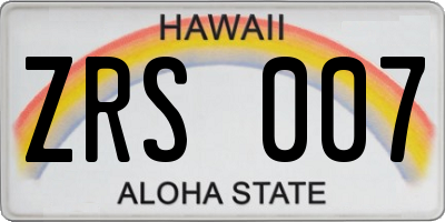 HI license plate ZRS007