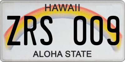 HI license plate ZRS009
