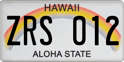 HI license plate ZRS012