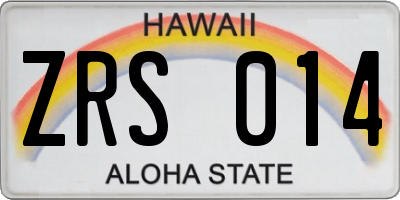 HI license plate ZRS014