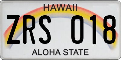 HI license plate ZRS018
